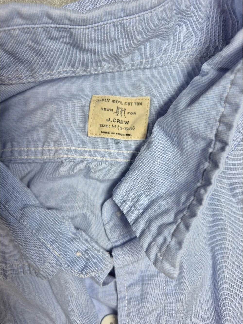 Vintage J.Crew Men’s Blue Cotton Button-Up Shirt 2-Ply Size Medium